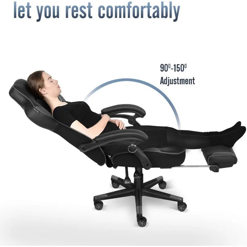 ARTET Gaming Chair with Massage High Back Computer Chair with Footrest Headrest