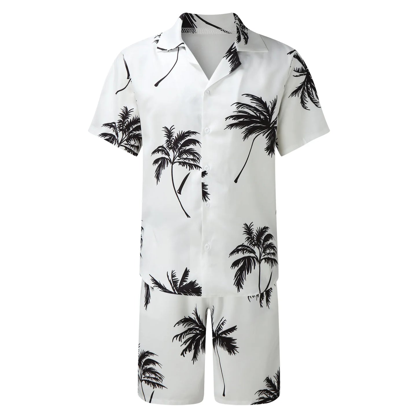 Sets Men Hawaii Shorts Shirt Clothing Set Casual Palm Tree Floral