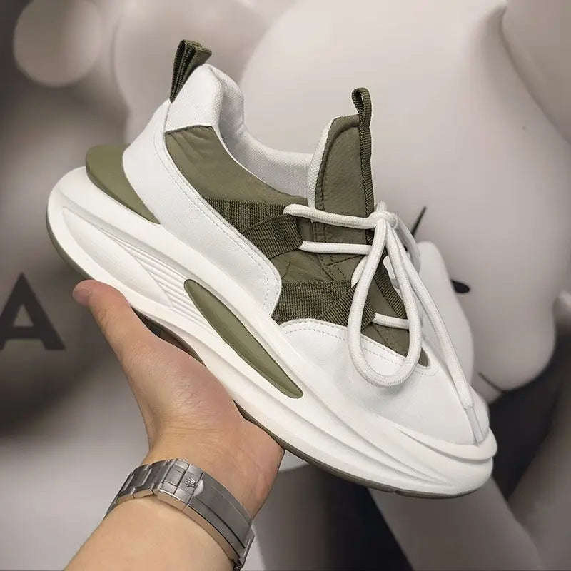 Fashion Men Designer Chunky Sneakers Board Shoes Casual Microfiber Leather Patchwork