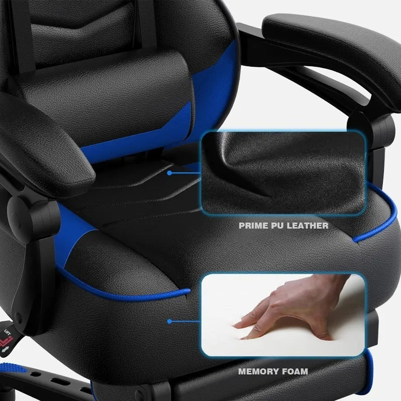 ARTET Gaming Chair with Massage High Back Computer Chair with Footrest Headrest