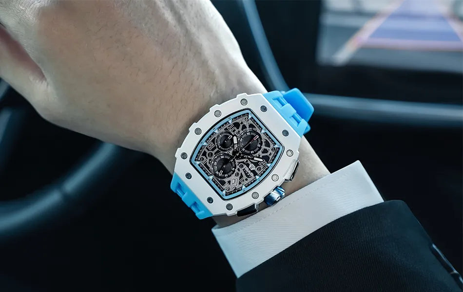 TSAR BOMBA Luxury Watch Men Top Brand Luminous Hand Imported Silicone Strap