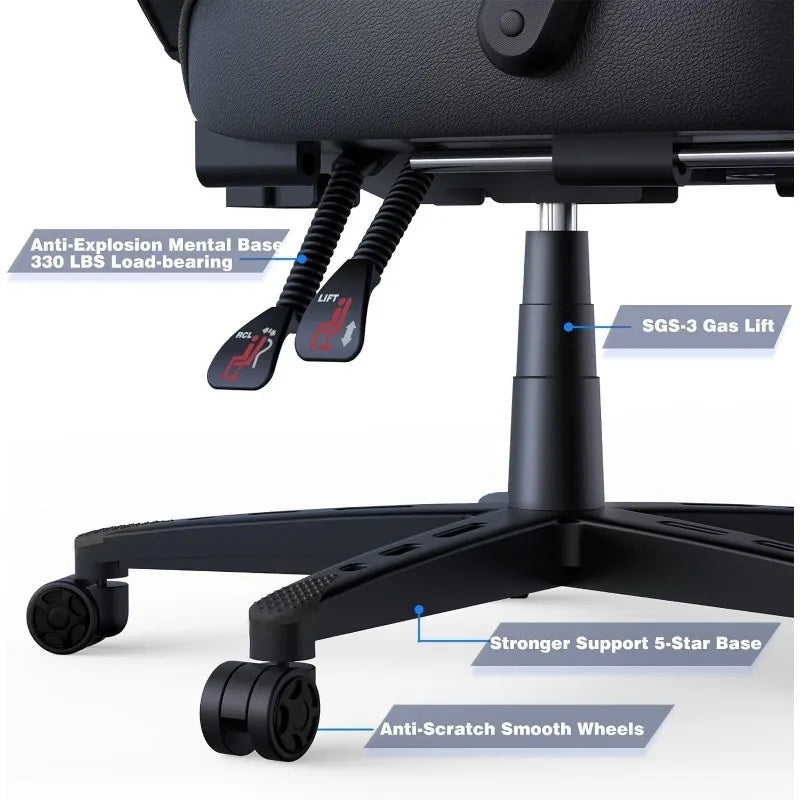 ARTET Gaming Chair with Massage High Back Computer Chair with Footrest Headrest