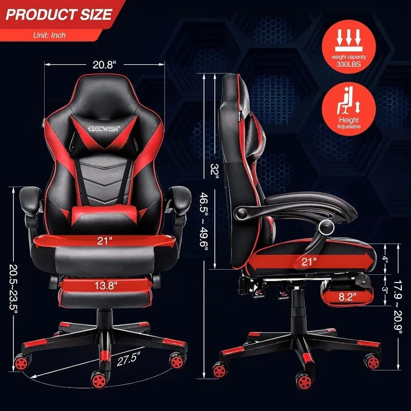 ARTET Gaming Chair with Massage High Back Computer Chair with Footrest Headrest