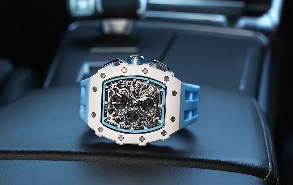 TSAR BOMBA Luxury Watch Men Top Brand Luminous Hand Imported Silicone Strap