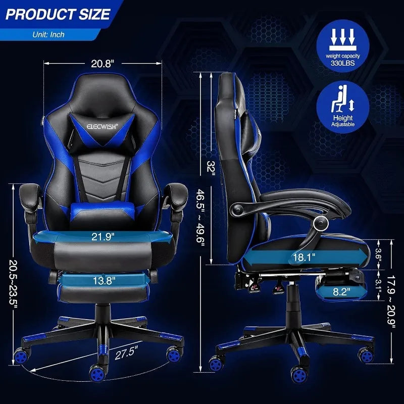 ARTET Gaming Chair with Massage High Back Computer Chair with Footrest Headrest