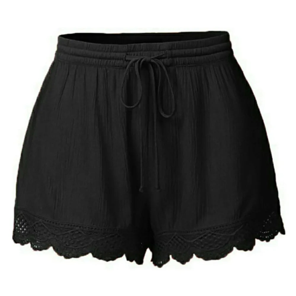 Shorts Women 2024 Summer Solid Color Lace Female Shorts Rope Sports