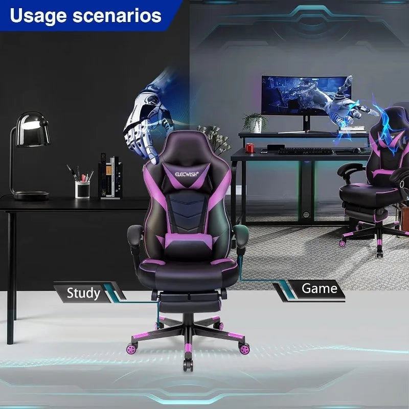 ARTET Gaming Chair with Massage High Back Computer Chair with Footrest Headrest