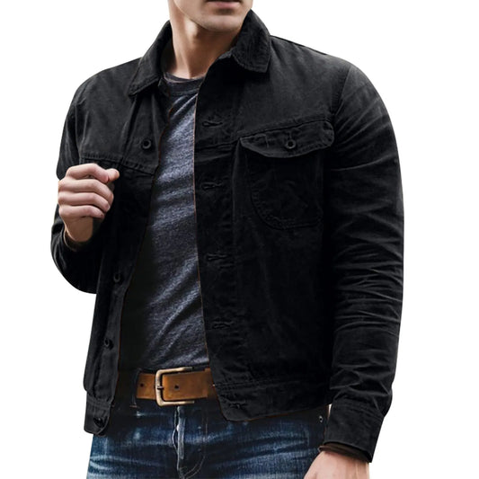 Men's Jacket Casual Trend Lapel Jacket Canvas Cotton Lapel Jacket Pocket Jacket Coats