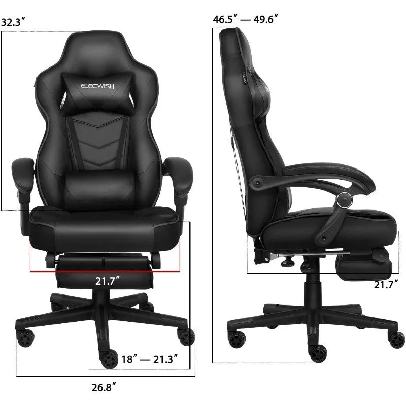 ARTET Gaming Chair with Massage High Back Computer Chair with Footrest Headrest