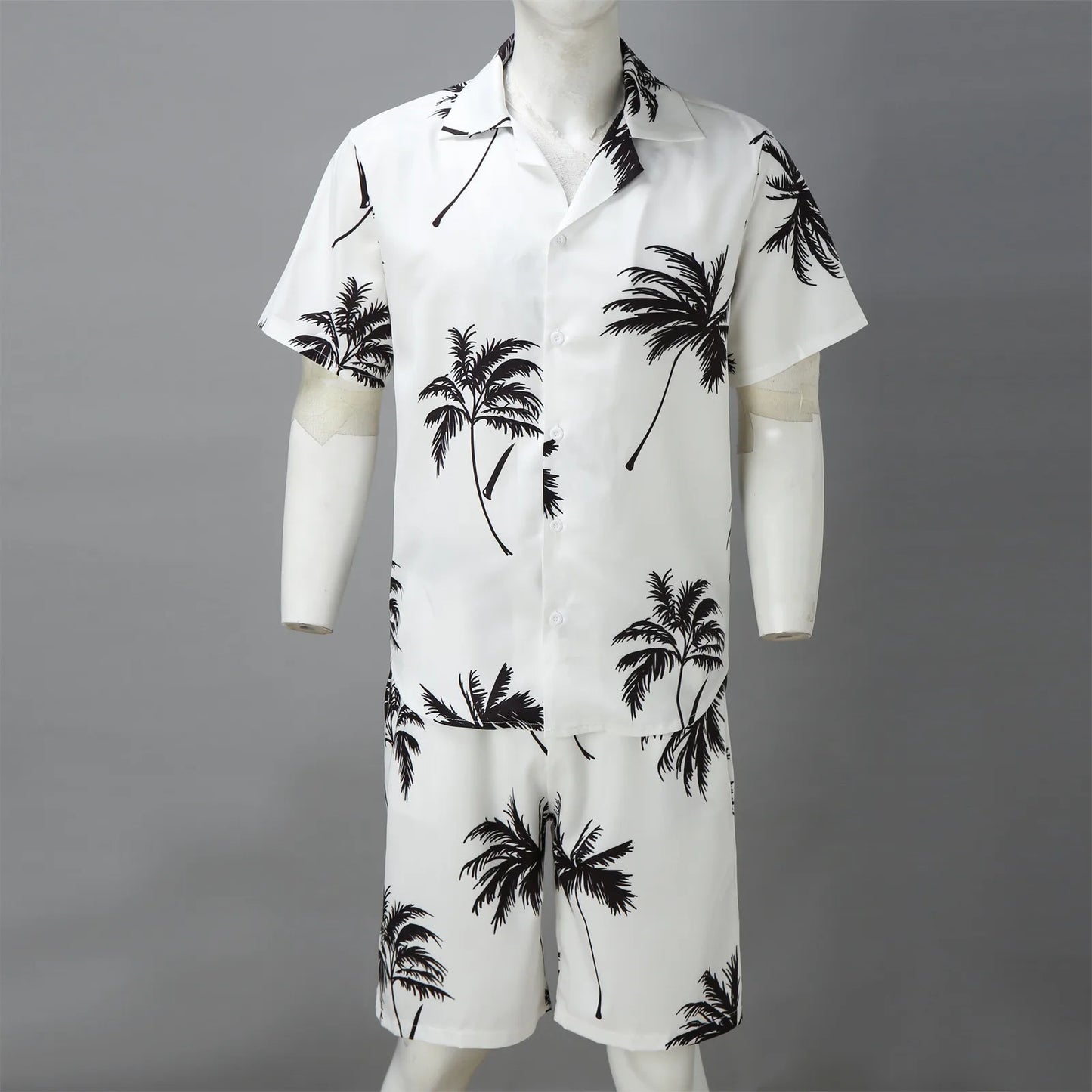 Sets Men Hawaii Shorts Shirt Clothing Set Casual Palm Tree Floral