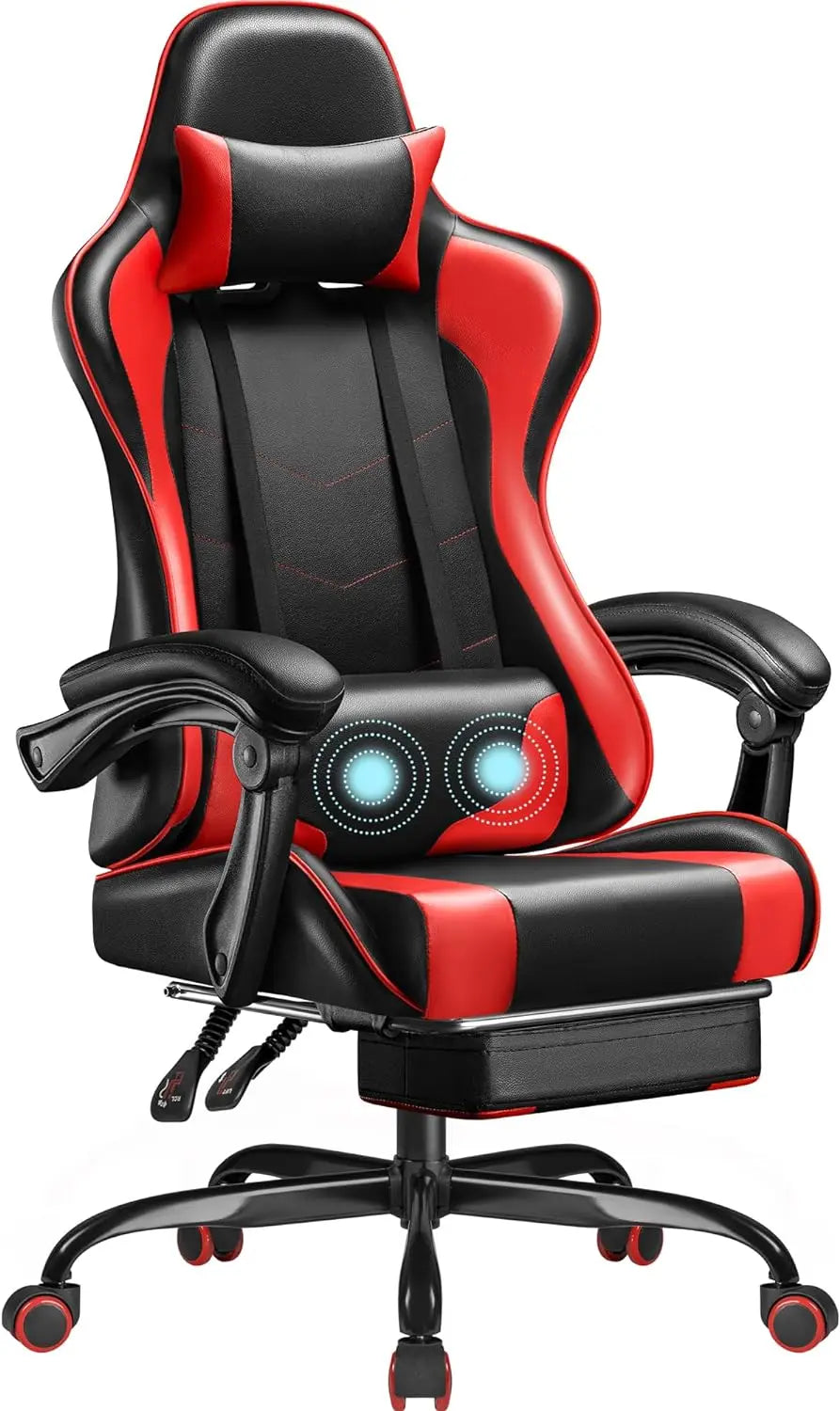 Gaming Chair, Video Game Chair with Footrest and Massage Lumbar Support,