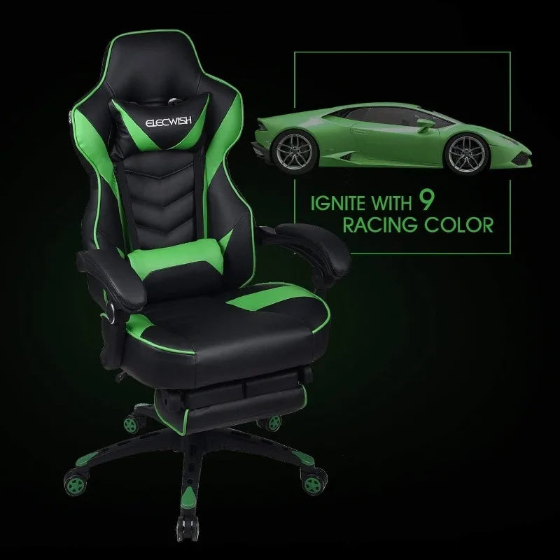 ARTET Gaming Chair with Massage High Back Computer Chair with Footrest Headrest