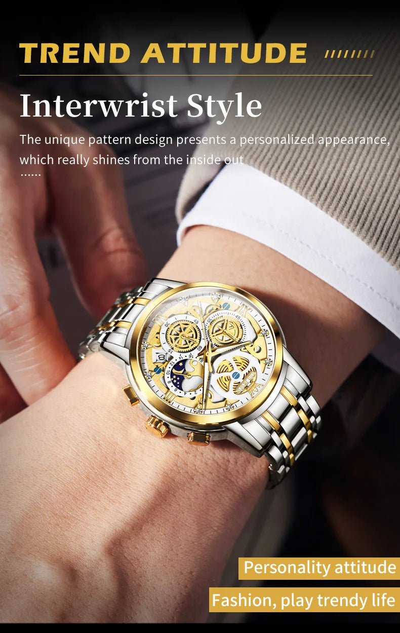 OLEVS Men's Watches Top Brand Luxury Original Waterproof Quartz Watch for Man