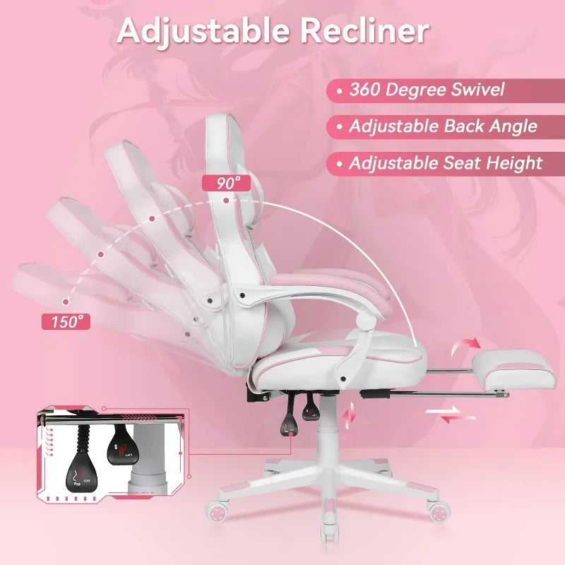 ARTET Gaming Chair with Massage High Back Computer Chair with Footrest Headrest