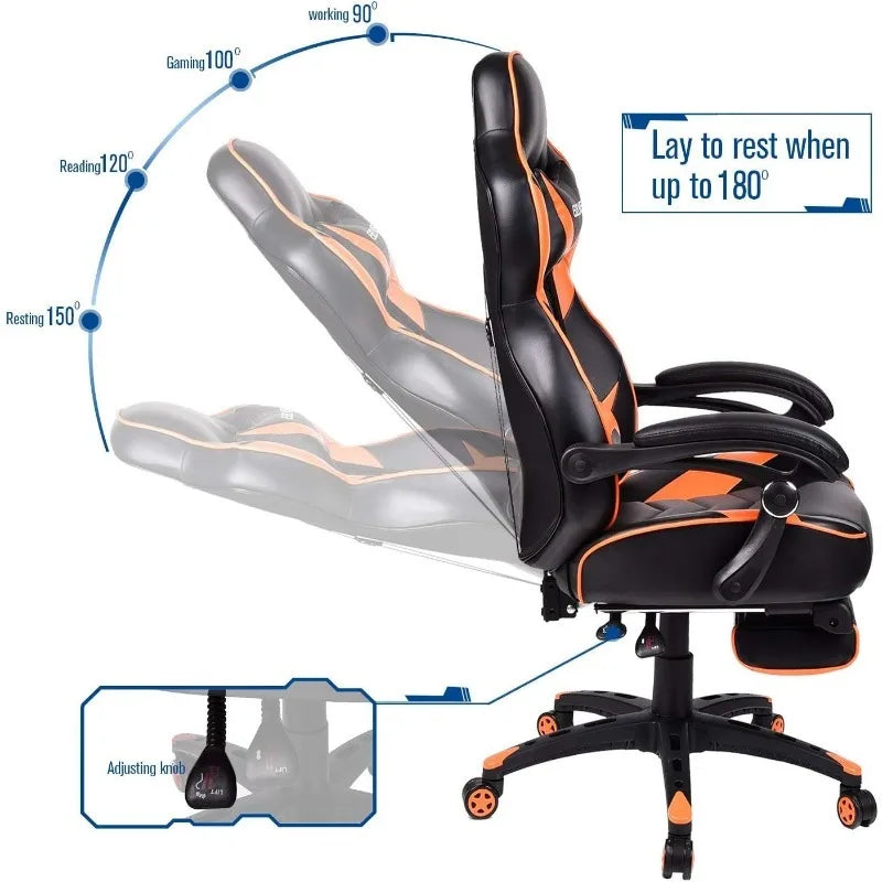 ARTET Gaming Chair with Massage High Back Computer Chair with Footrest Headrest