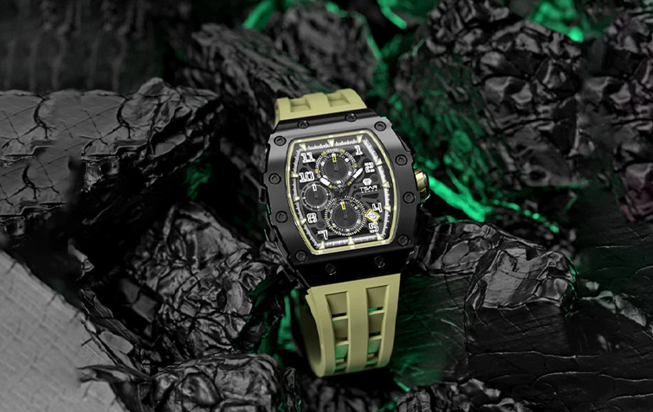 TSAR BOMBA Luxury Watch Men Top Brand Luminous Hand Imported Silicone Strap