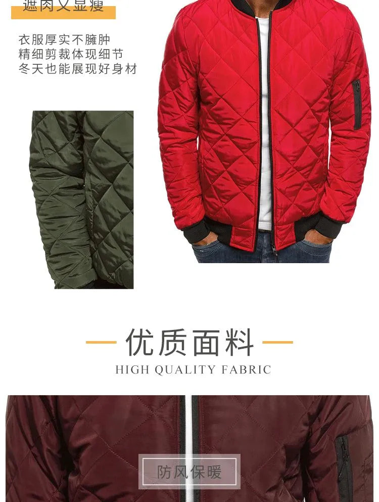 Winter New Cotton Jacket Men's Baseball Collar Mesh Pressed Lightweight Cotton Jacket