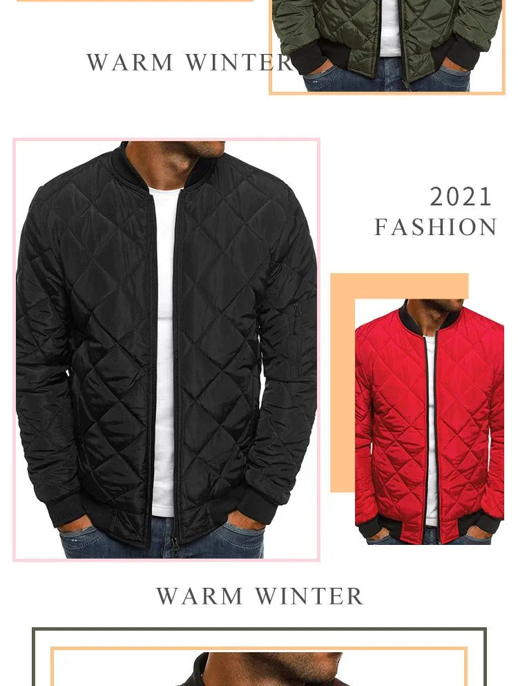 Winter New Cotton Jacket Men's Baseball Collar Mesh Pressed Lightweight Cotton Jacket