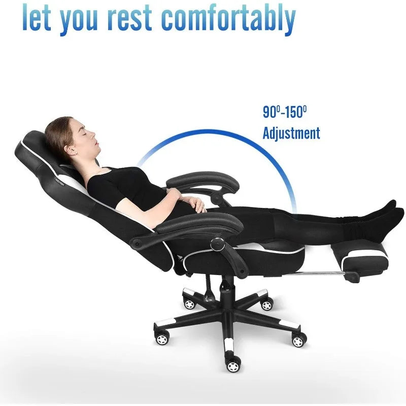 ARTET Gaming Chair with Massage High Back Computer Chair with Footrest Headrest