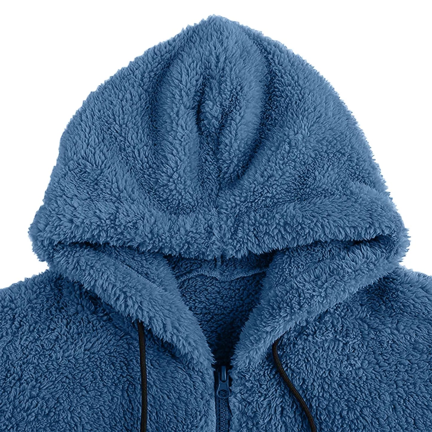 Men Coat Winter Fleece Jacket Plush Zipper Hooded Solid Soft Cold-proof Thermal