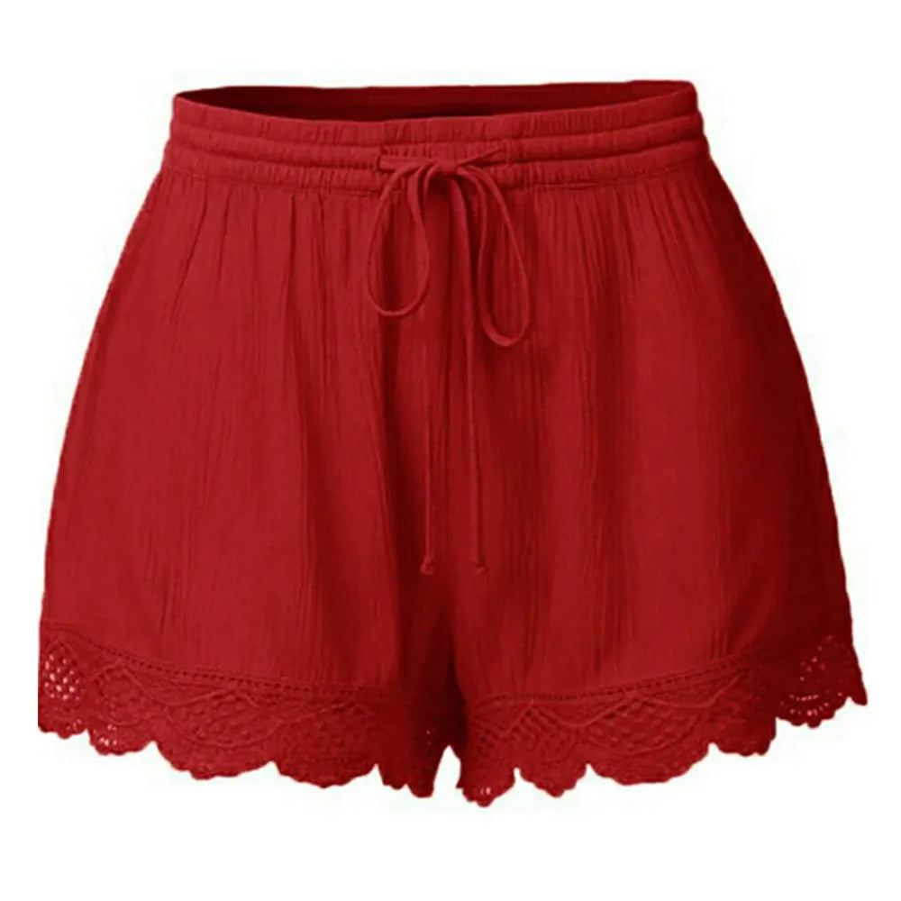 Shorts Women 2024 Summer Solid Color Lace Female Shorts Rope Sports