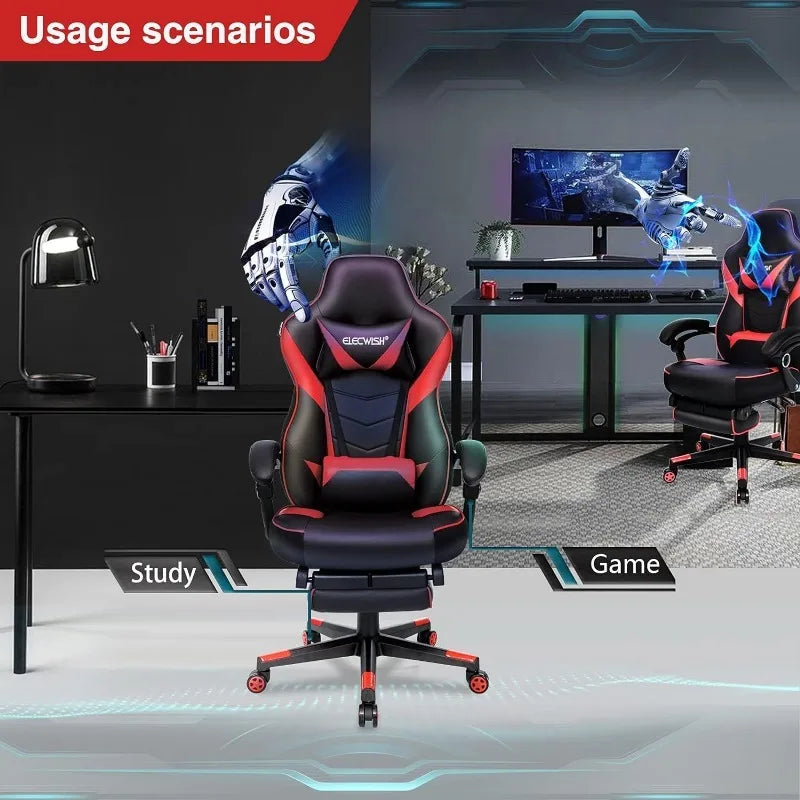ARTET Gaming Chair with Massage High Back Computer Chair with Footrest Headrest