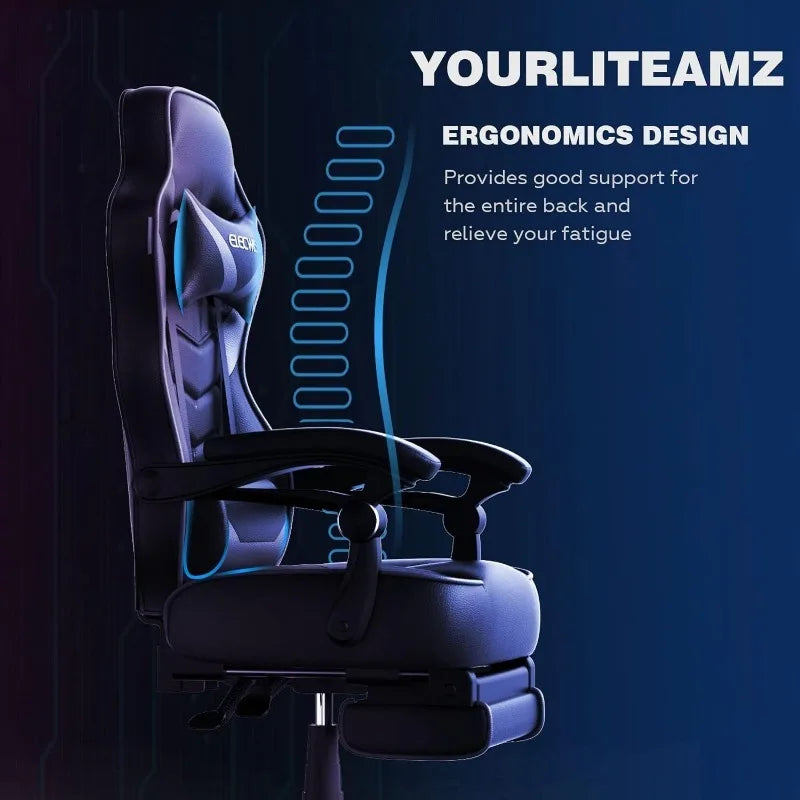 ARTET Gaming Chair with Massage High Back Computer Chair with Footrest Headrest