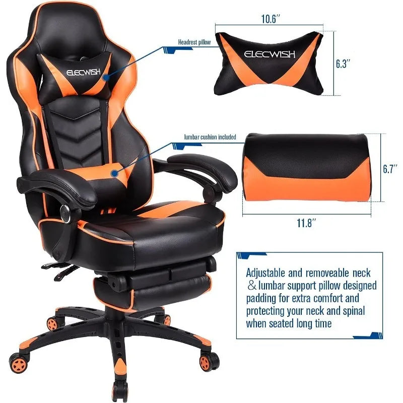 ARTET Gaming Chair with Massage High Back Computer Chair with Footrest Headrest
